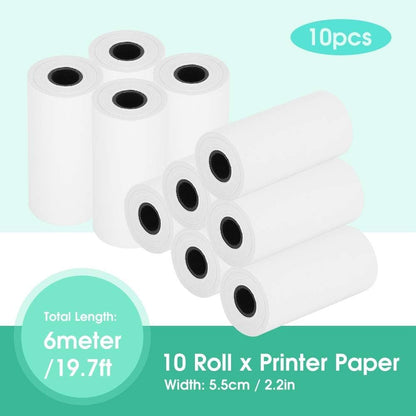 10 Rolls Thermal Paper for Portable Kids Instant Print Camera, 2.2inch x 19.7ft