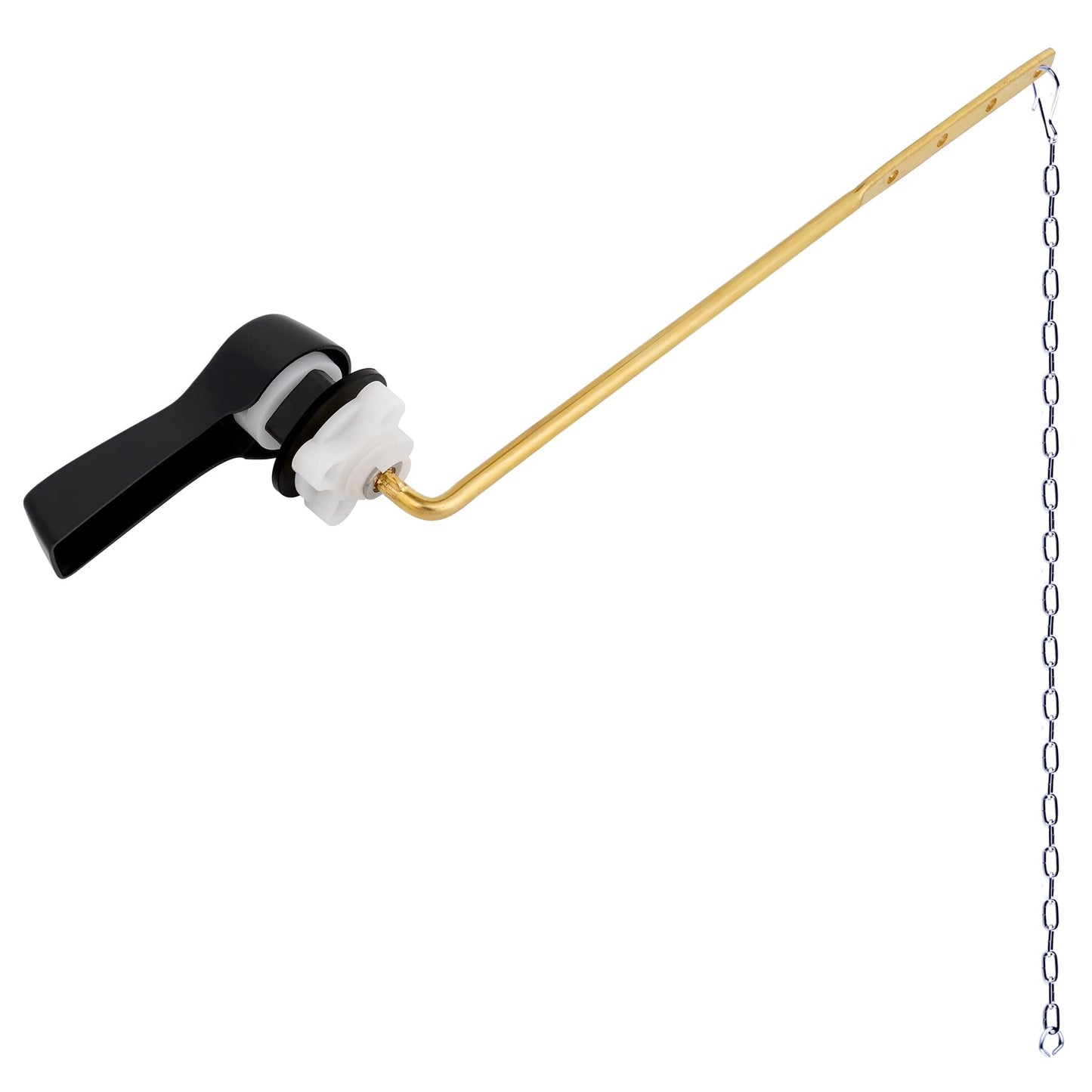 Universal Front Mount Toilet Handle Tank Flush Lever Replacement Handle with Stainless Steel Flapper Chains for Most Front Mount Toilets - Matte Black Finish Toilet Handle