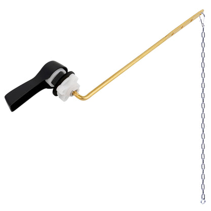 Universal Front Mount Toilet Handle Tank Flush Lever Replacement Handle with Stainless Steel Flapper Chains for Most Front Mount Toilets - Matte Black Finish Toilet Handle