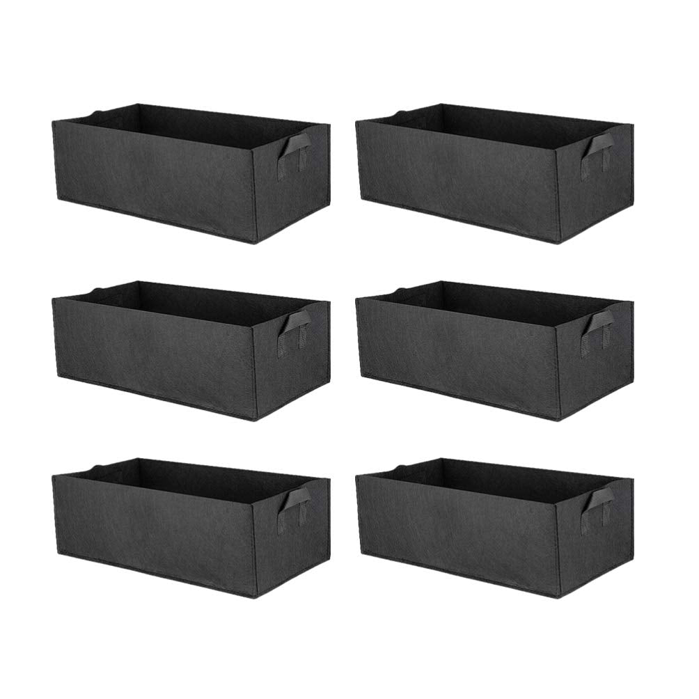 DOITOOL Square Grow Bags 6Pcs Non-Woven Fabric Garden Bed Flower Vegetable Planting Bag Planter Pot Container for Nursery Garden (40x30x20cm Black)