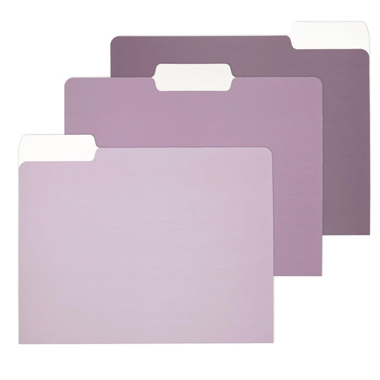 Y YOMA 12 Pack Colored File Folders Letter Size Gradient File Folder with 1/3-Cut Tab Cute Pretty Decorative Heavyweight Filing Folder File Organizers for Office School Home Desktop, Dusty Purple