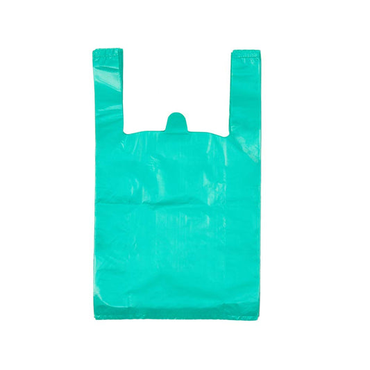 T Shirt Bags Plastic Grocery Bags with Handles in Bulk for Shopping and Surpermarket, Bolsas De Plastico para Negocio,12 x 20 Inch (Lake Blue 200 Pcs)