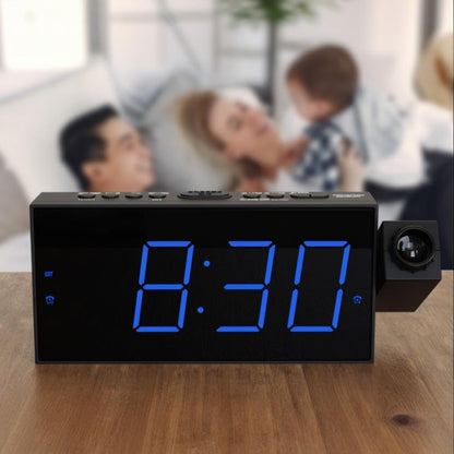 Projection Alarm Clock with USB Charging, 180° Rotating Projector (Up to 11ft), Dual Alarms, 5-Level Dimmer, 12/24H, DST, Snooze Function - Ideal for Heavy Sleepers, Seniors & Kids