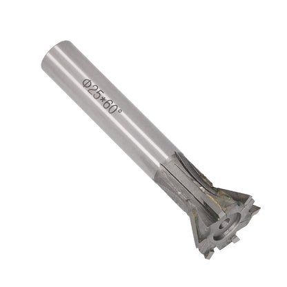 Dovetail Milling Cutter 6 Flute 60 Degree 25mm Diameter Carbide End Mill Straight Shank for General Ferrous Nonferrous Metals Machining