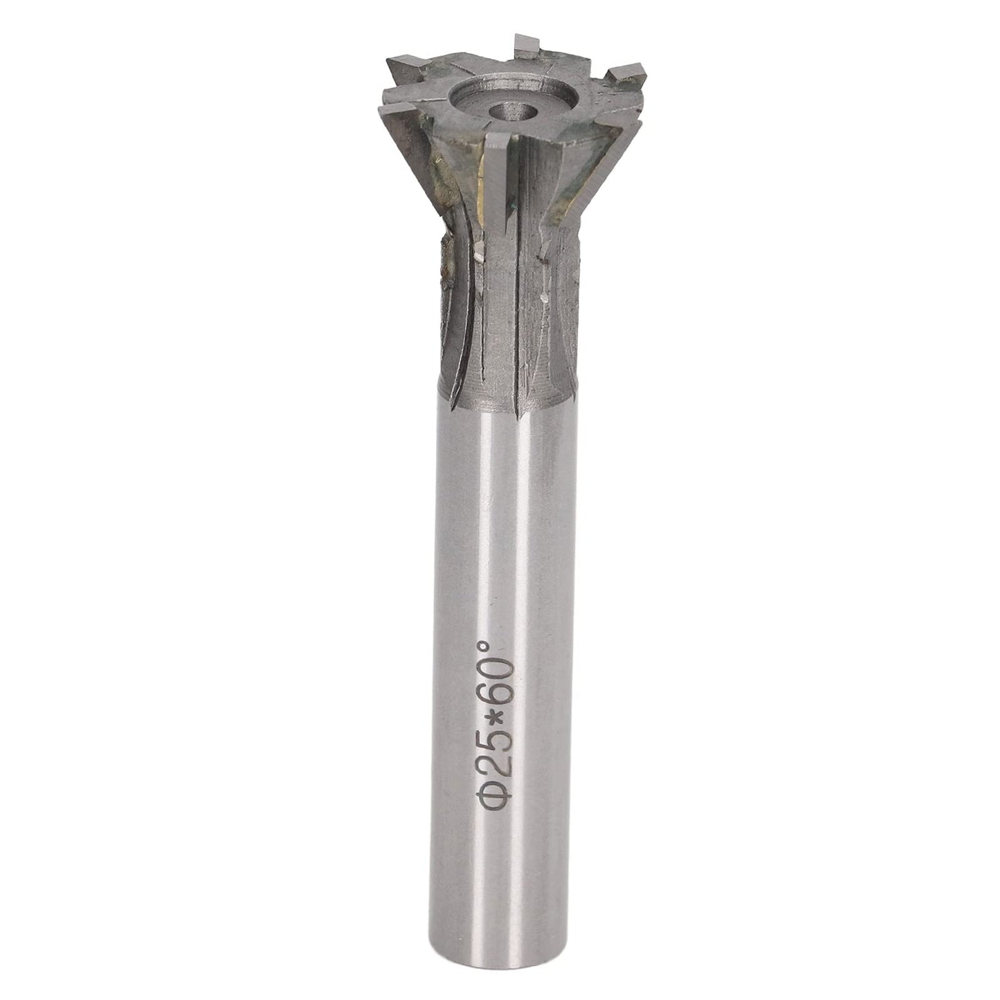 Dovetail Milling Cutter 6 Flute 60 Degree 25mm Diameter Carbide End Mill Straight Shank for General Ferrous Nonferrous Metals Machining