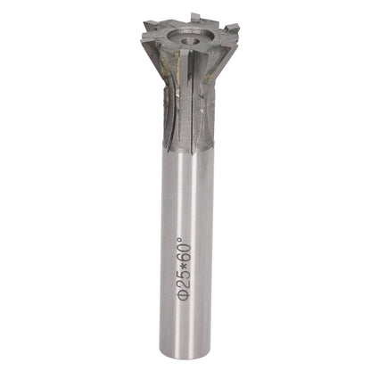 Dovetail Milling Cutter 6 Flute 60 Degree 25mm Diameter Carbide End Mill Straight Shank for General Ferrous Nonferrous Metals Machining