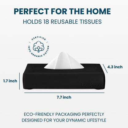 LastTissue® Reusable Cotton Tissue Box | Face Towels & Handkerchiefs for Men & Women – Washable, Sustainable Facial Tissue with Storage Case