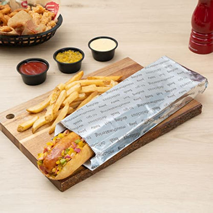 Restaurantware-Bag Tek 3.7 x 1.2 x 12 Inch Hot Dog Bags, 100 Large Hot Dog Wrappers - Greaseproof, Freezer-Safe, Printed Foil Accessories, Heat-Resistant, Non-Vented