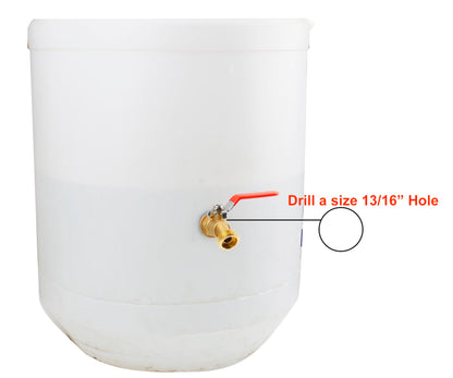 WHK Rain Barrel Spigot Kit - 1/4 Turn Brass Spigot with Long Handle for 5/55 Gallon Bucket or Rain Barrel Water Container