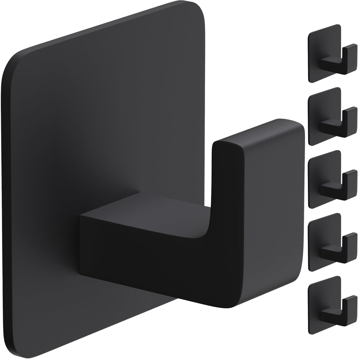 Square Self Adhesive Towel Hooks - 6 Pack White Stylish Hooks for Hanging Towels, Robes, Hats, and Keys in Bathrooms, Closets, Cabinets, and Behind Doors