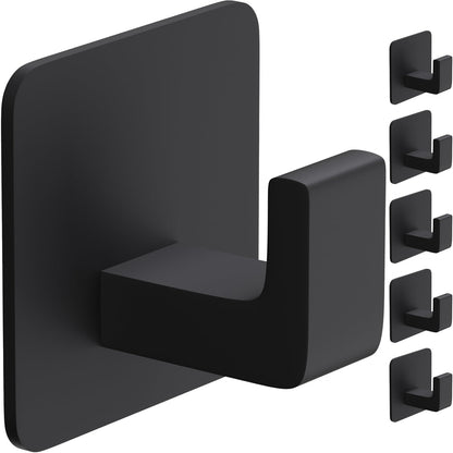 Square Self Adhesive Towel Hooks - 6 Pack White Stylish Hooks for Hanging Towels, Robes, Hats, and Keys in Bathrooms, Closets, Cabinets, and Behind Doors