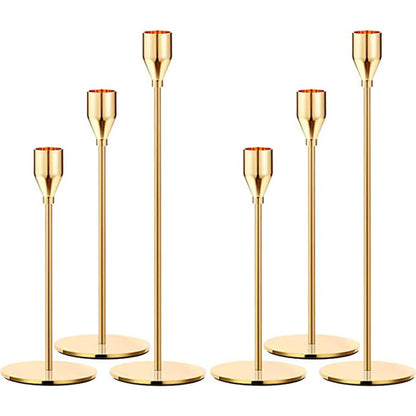 LXTaoler Candle Holders for Taper Candles, Set of 6 Metal Candle Stand Modern Decorative Candlestick Holder for Wedding, Dinning, Party (Gloden-6)