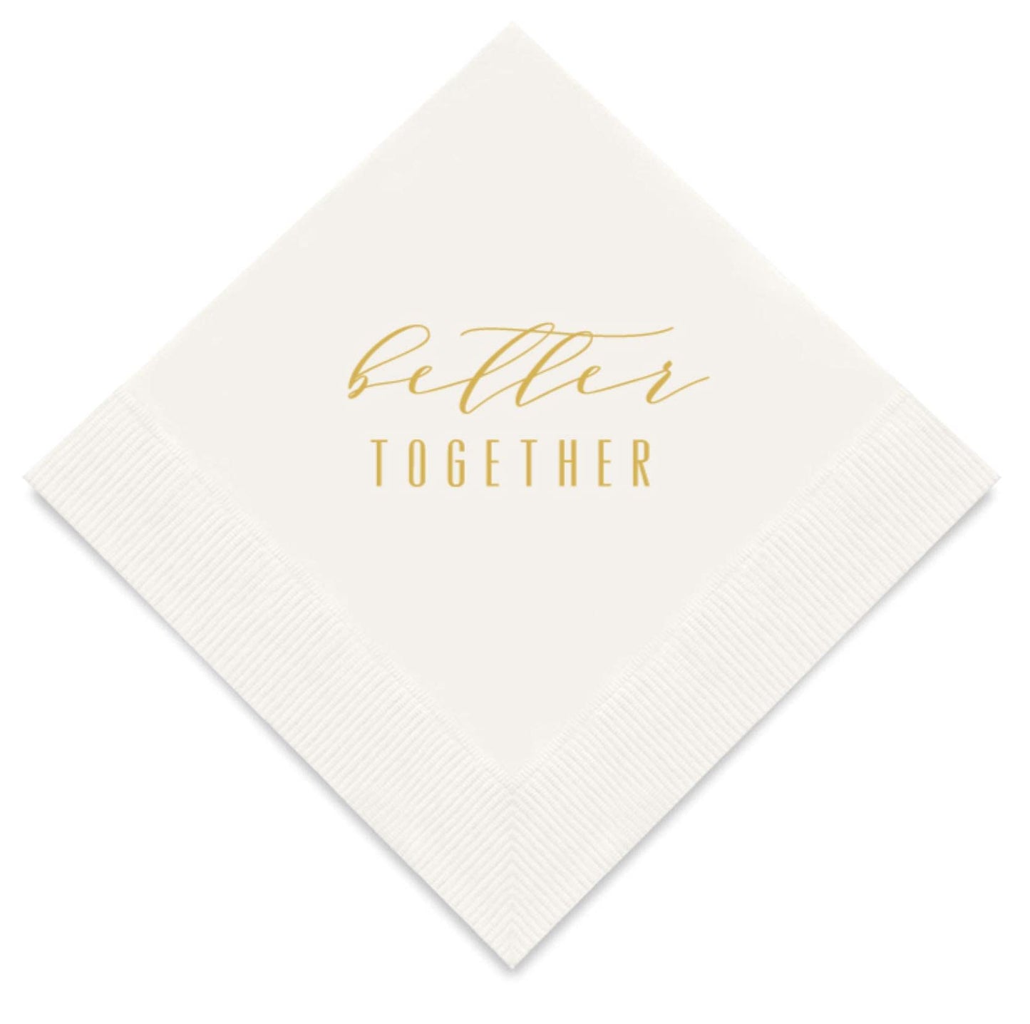 Weddingstar 3-Ply Gold Foil Cocktail Napkins White - Better Together