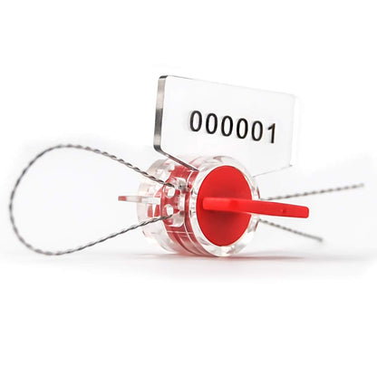 Leadseals(R) Anti-Tamper Twist Tight Roto Security Meter Seals High Electric Security Utility Plastic Padlock Gas Meter Seals Numbered (Red, Pack of 100 PCS) with Stainless Wire (100 m)