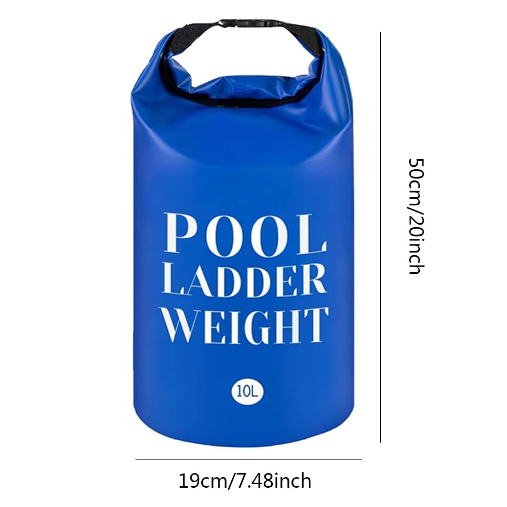 4 Pcs 10L Universal Swimming Pool Ladder Weights-500D PVC Waterproof Pool Step Weight Sand Bags-Collapsible Water Container/Fillable Pool Stair Weight Anchor Bag for Pool Steps and Ladders(Blue&Grey)
