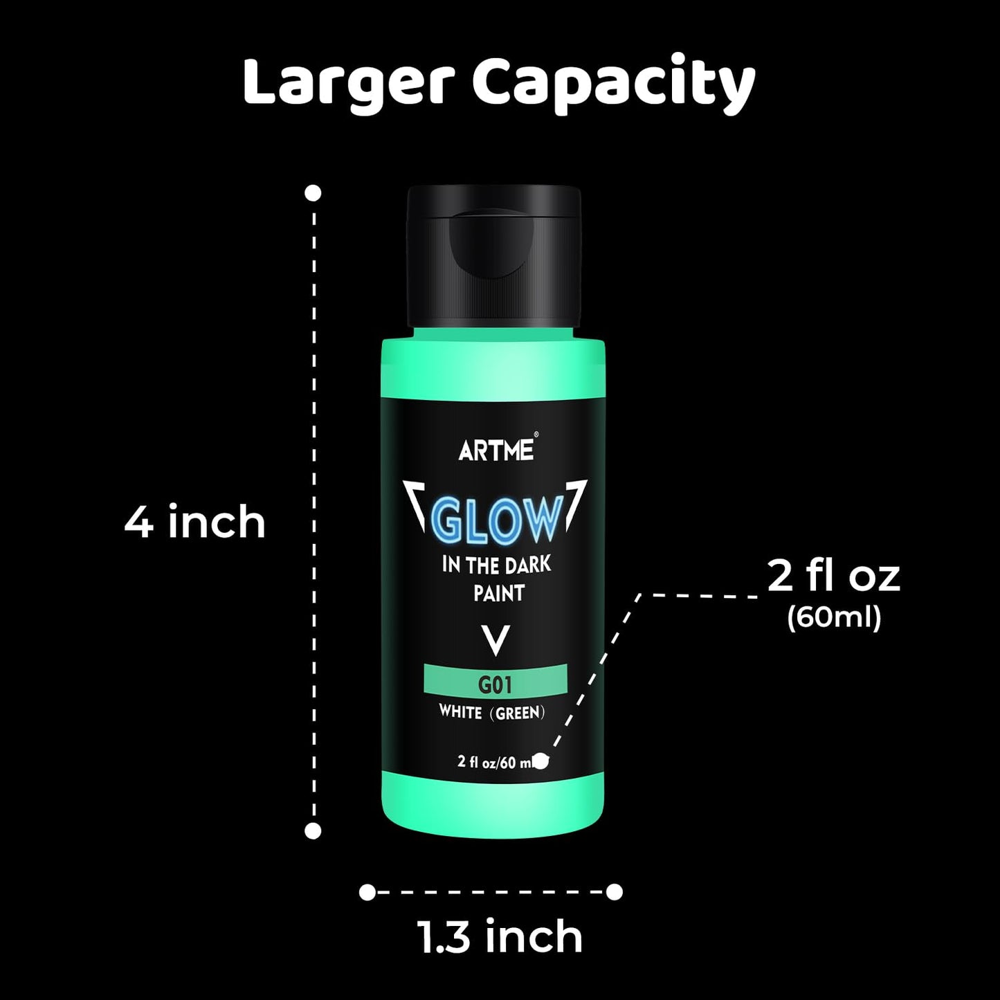 ARTME Glow in The Dark Paint, 10 Bright Colors 60ml/2oz Blacklight Paint Set, Neon Craft Paint, Acrylic Glow Fluorescent Paint Perfect for Art Painting, DIY projects, Halloween and Christmas