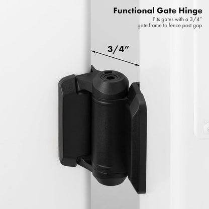 Self Closing Gate Hinges Heavy Duty 2-Pack - Adjustable Spring Tension Alignment Legs, Weather-Resistant for Wood/Vinyl/Metal Gates, Black