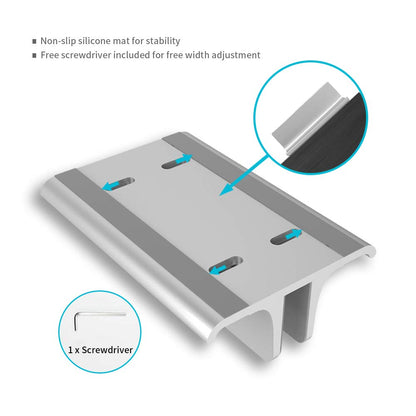VAYDEER Vertical Laptop Stand Holder Adjustable Desktop Notebook Dock Space-Saving Three-in-one for All MacBook Pro Air, Mac,HP, Dell, Microsoft Surface,Lenovo, up to 17.3 inch Silver