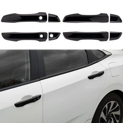 10th Gen Civic Door Handles Cover Exterior Decorative Accessories for Honda Civic 2017 2018 2019 2020 2021 with Smart Keyhole (ABS, Bright Black)