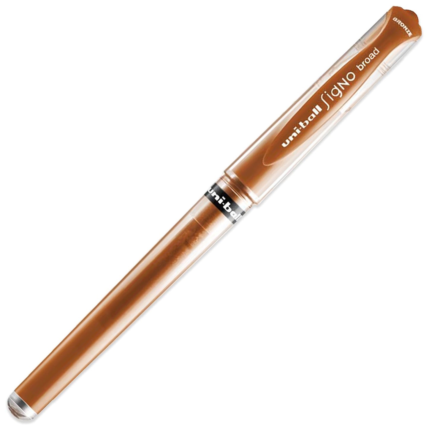 uni-ball Signo Pen - UM-153 Broad Metallic Gel Ink Rollerball - Metal 1.0mm Tip Nib - Rubber Grip - In Gift Box (Pack of 6, Bronze)
