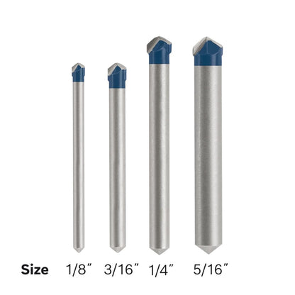 Bosch NS2000 Carbide Tipped Drill Bit Set for Drilling Natural Stone, Granite, Slate, Ceramic and Glass Tiles, Easy Application with No Water Needed (4-Piece Set)