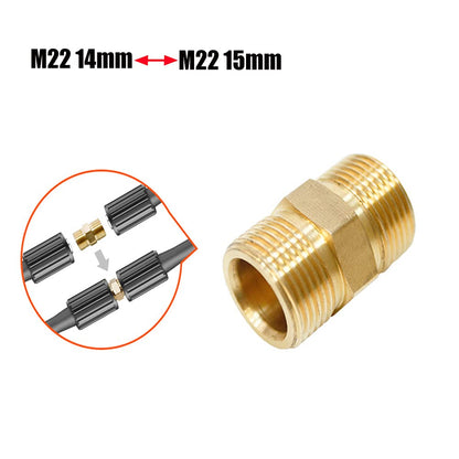 Pressure Washer Hose Coupler M22 Metric Male Thread Fitting M22 14mm to M22 15mm Adapter Solid Brass 4500 PSI Garden Hose Thread Male to Female Adapters (2 Pack)