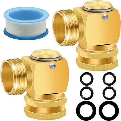 2 Pcs 90 Degree Hose Bends with A Strip of Adhesive Tape for Quick Connect Fittings Brass Rotating Solid Adapter Splitter Connector Hoses Water Connectors (2)