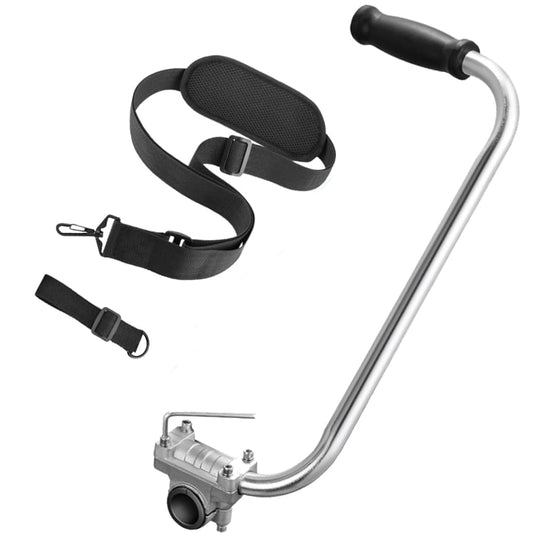 15.35in String Trimmer Handle,with Shoulder Strap Harness,Ergonomic Trimmer Aluminum Alloy Grip with Bracket Clamp,Weed Eater Extension Handlebar Attachment for Lawn Care Landscaping Yard Trimming