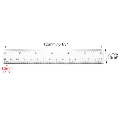 QWORK 6 Inch Rulers Bulk Clear Plastic Flexible Rulers with Inches and Centimeters, 100 Pcs Anti-Break Small Straight Ruler, School Office Supplies