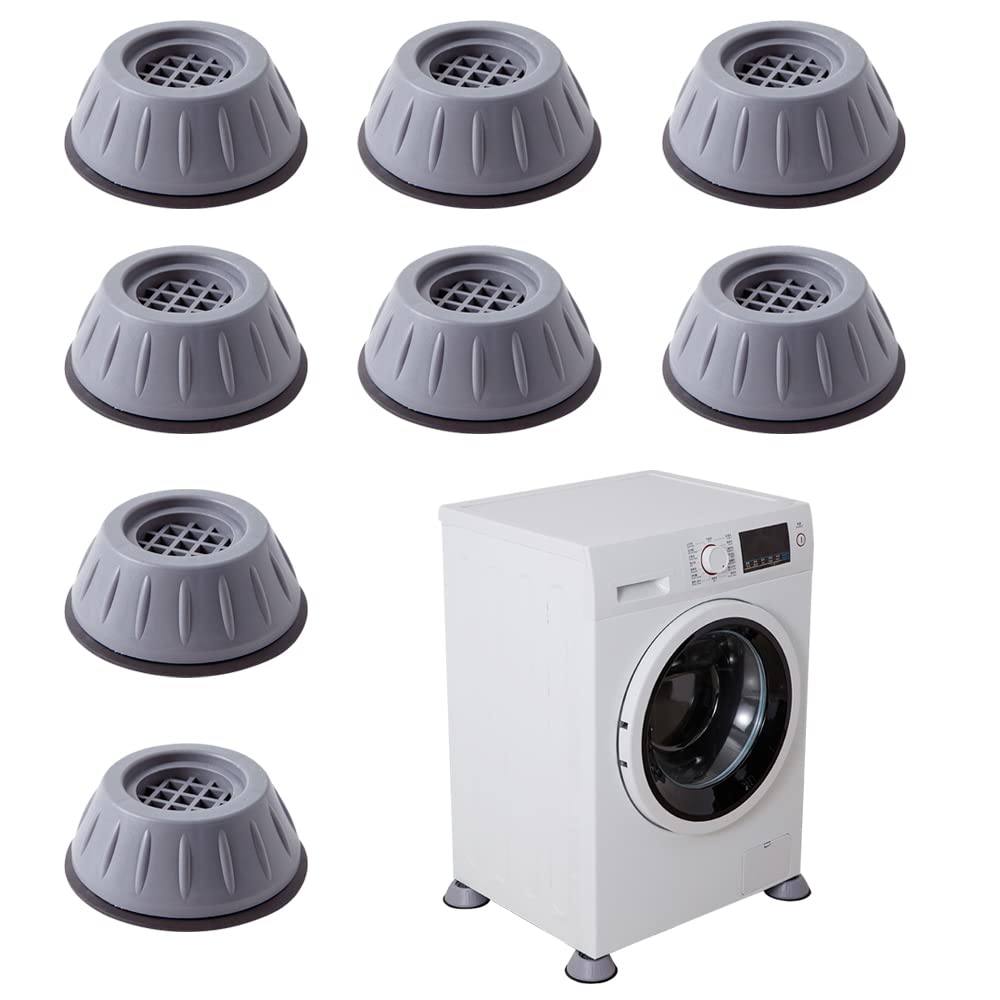 8 Pcs Shock and Noise Cancelling Washing Machine Support, Noise Reducing and Anti Slip Anti Vibration Rubber Washing Machine Feet Pads, Anti-Walk Dryer Washer Vibration Pads,Washing Machine Stabilizer