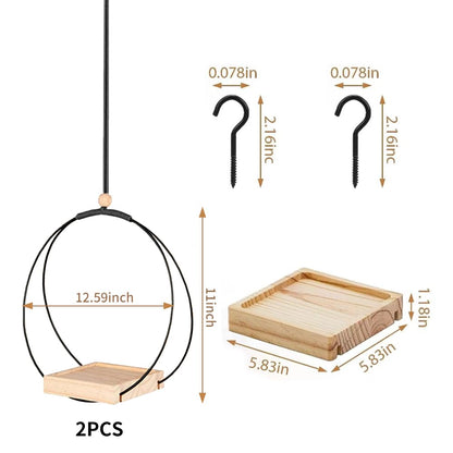 Benustra 2 Pack Hanging Planters for Indoor Plants,Hanging Plant Shelf with Wooden Base & Ceiling Hooks,Wall Ceiling Planter Display Shelf for Home Garden Patio Office Indoor Outdoor(Black)