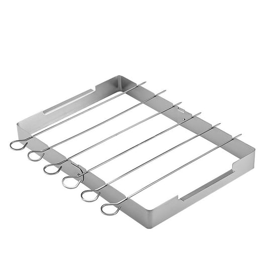 Angoily Stainless Steel Skewer and Grill Rack Set, Barbecue Skewer Rack with Metal Skewers for Grilling Barbecue Shish Kabobs, BBQ Meat, Vegetables, Fruits