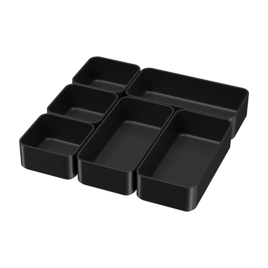 6 Piece Stackable Makeup Organizer Storage Drawers, Bathroom Organizers, Plastic Storage Bins, Desk Drawer Organizer Trays Storage Tray for Jewelries, Utensils in Bedroom Dresser, Office and Kitchen