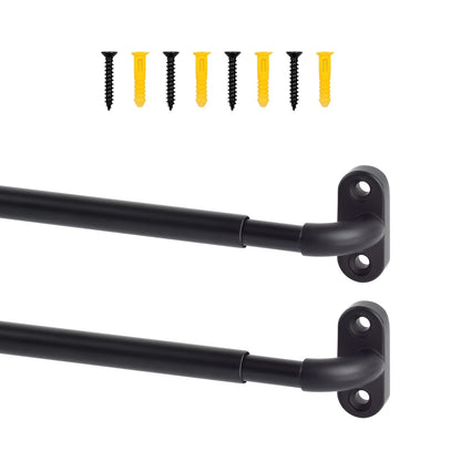 TYRON 2 Pack Screwed Sash Curtain Rod Adjustable 18-30 Inch, 3/8 In. Diameter, French Door Curtain Rods (Black)