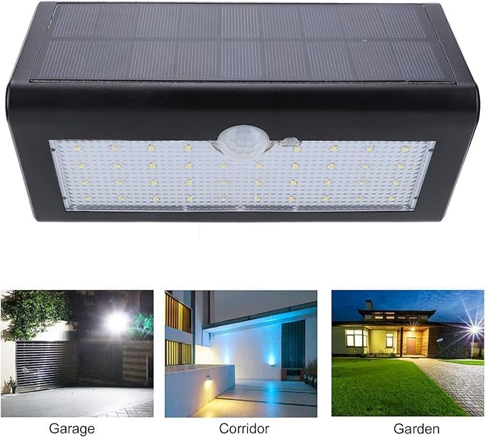 Solar Outdoor Lights - 48 LED Motion Sensor Lights Outdoor, IP65 Waterproof Led Security Lights Bright Solar Wireless Flood Wall Lights with 3 Optional Modes for Outside Fence Wall Yard