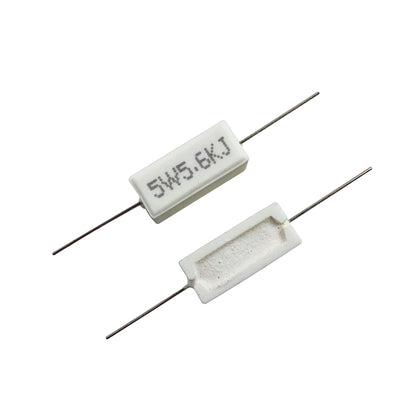 MOKMMKIT 30 Values 60 Pieces Ceramic Cement Resistor KIT 5W Resistance 5 Watt ±5% Power Resistors (100 ohm-100K ohm）