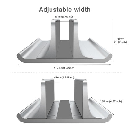VAYDEER Vertical Laptop Stand Holder Adjustable Desktop Notebook Dock Space-Saving Three-in-one for All MacBook Pro Air, Mac,HP, Dell, Microsoft Surface,Lenovo, up to 17.3 inch Silver