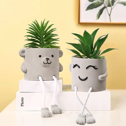 2Pack Cute Artificial Succulent Plant in Pot,Funny Hanging Legs Plant Small Artificial Potted Plant Faux Succulent for Table Desk Shelf Office Home Decor