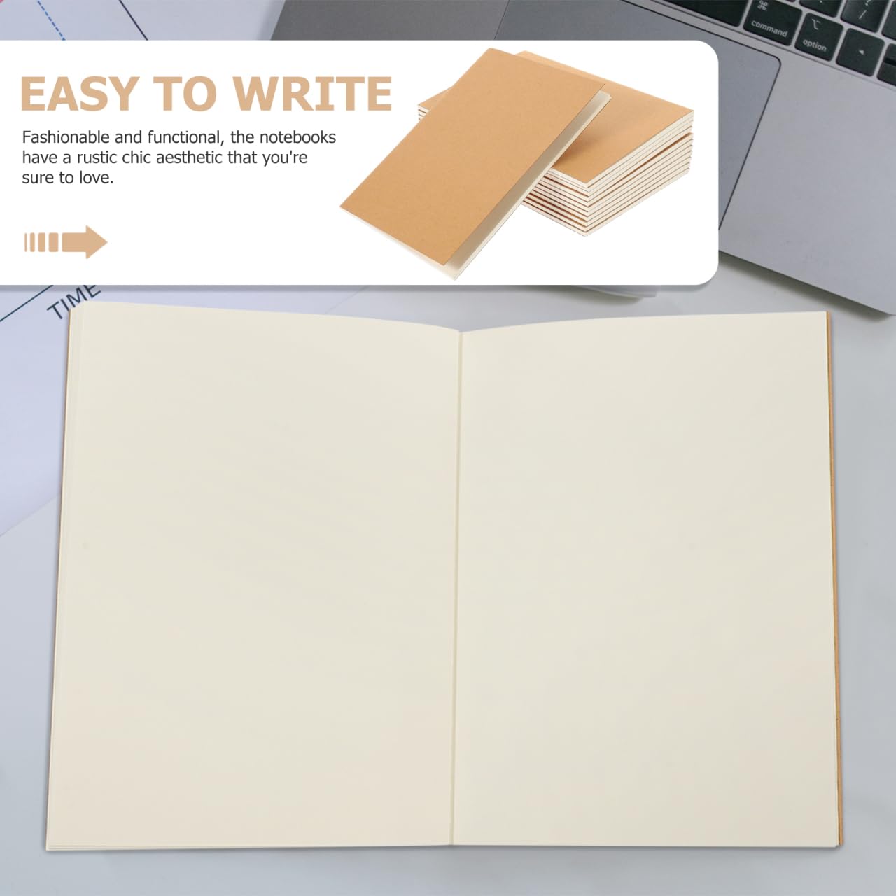 STOBOK A6 Kraft Paper Notebooks, Brown Blank Journal Notepads for Writing Diary Travel Travelers Notebook, Pack of 12