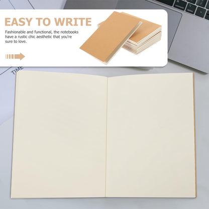 STOBOK A6 Kraft Paper Notebooks, Brown Blank Journal Notepads for Writing Diary Travel Travelers Notebook, Pack of 12