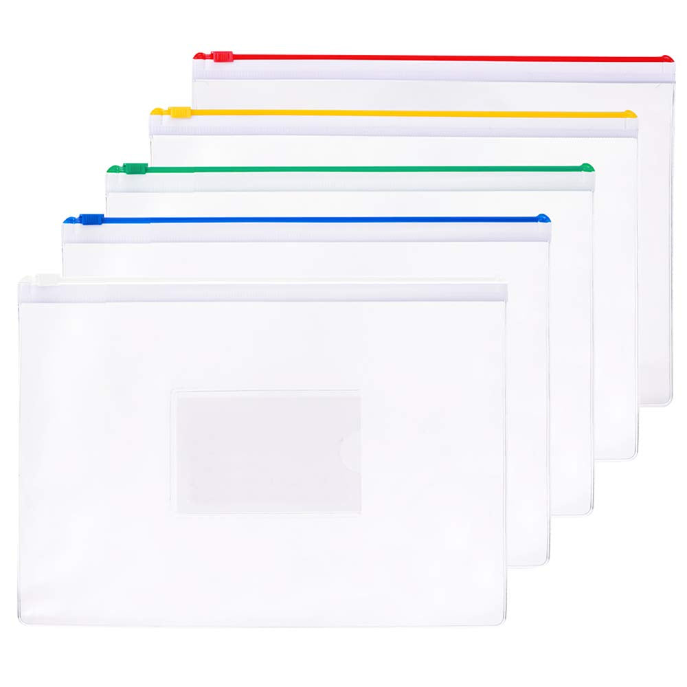 MyLifeUNIT Zipper File Bags, A4 Plastic Folders Waterproof Document Pouch, 20 Counts