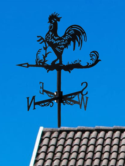 Abizarch Metal Rooster Shape Weathervane, Roof Mount Weather Chicken Wind Vane Direction Indicator,Outdoor Scene Garden Chicken Weather Vane Ornament for for Shed Farmhouse Yard Patio Decor (Rooster)