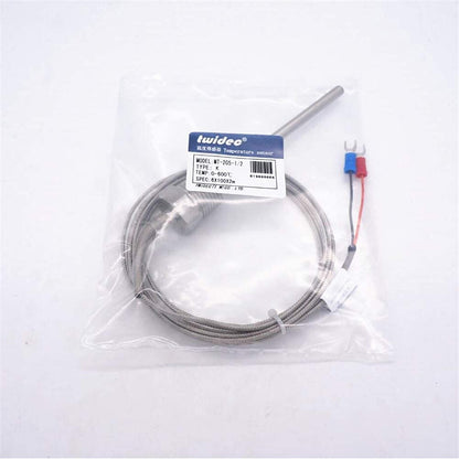 Twidec/2M NPT 1/2"inch Pipe Thread (6X100MM) Temperature Sensor Probe Two Wire Temperature Controller (0~600℃) 304 Stainless Steel K Type Thermocouple MT-205-1/2-6X100