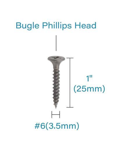 IMScrews #6 x 1 Inch Drywall Screws, 200 Pcs Flat Head Phillips Drive, Fine Thread, Sharp Point Wood Screws, 1022A Carbon Steel with Gray Phosphate Coating