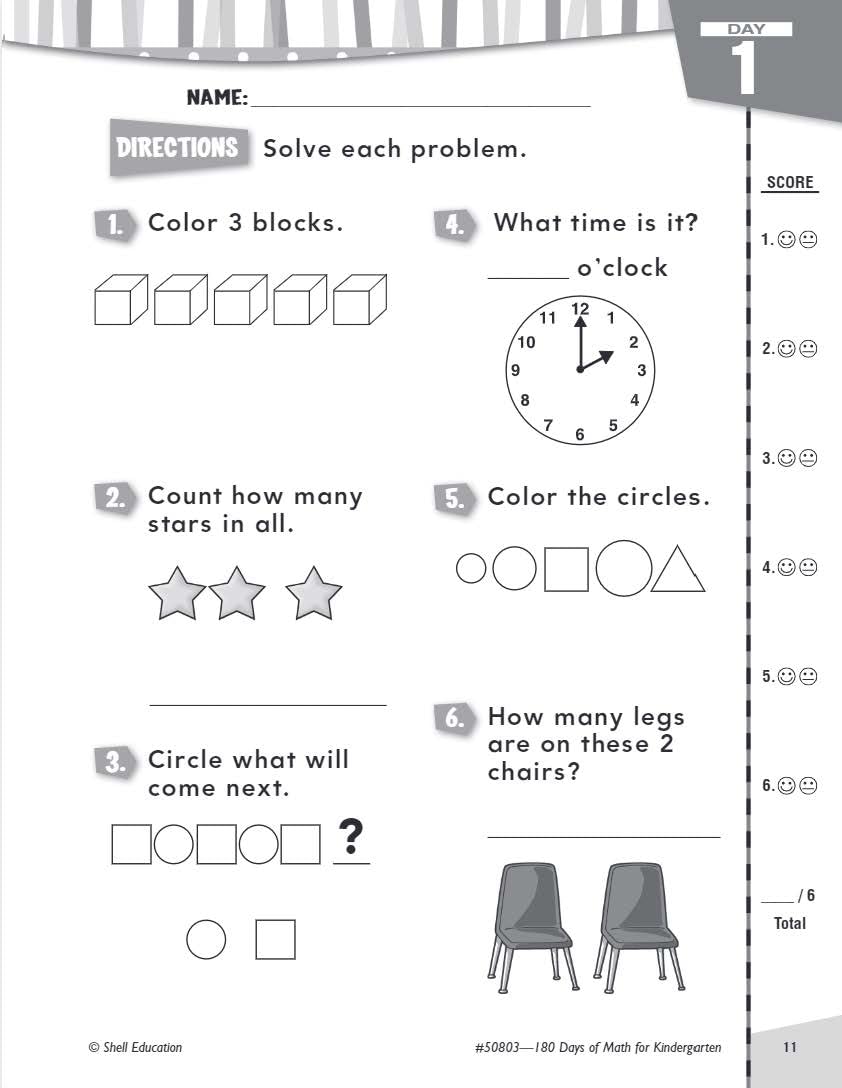180 Days™: Math for Kindergarten: Practice, Assess, Diagnose