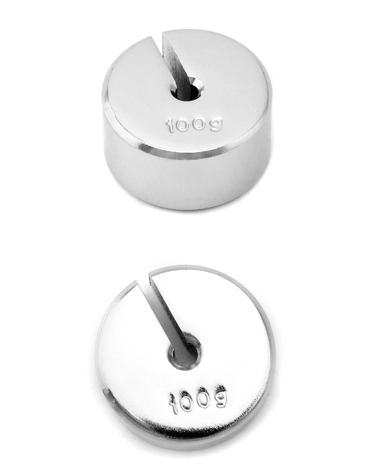QWORK Lab Slotted Mass Set, Chromium-Plated Metal Slotted Weights, One Set - Total 1000g - Includes 9 Weights (100g Each) & One Hanger (100g)