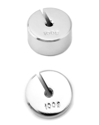 QWORK Lab Slotted Mass Set, Chromium-Plated Metal Slotted Weights, One Set - Total 1000g - Includes 9 Weights (100g Each) & One Hanger (100g)