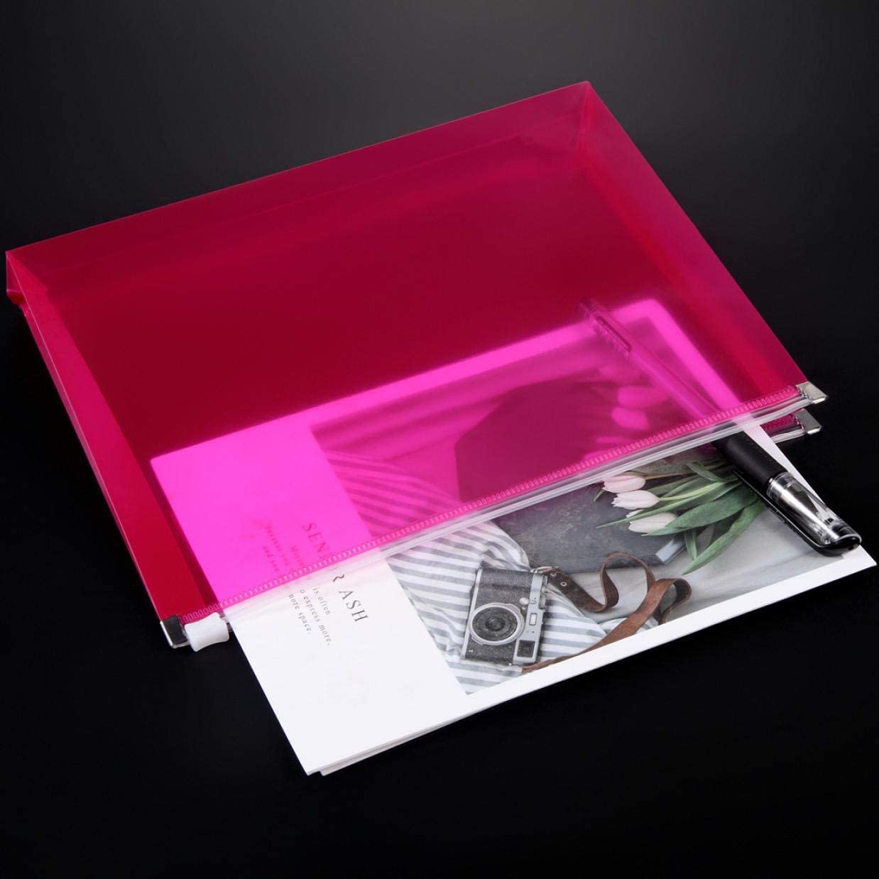 YoeeJob Plastic Envelopes, 10PCS Poly Envelopes with Zipper, Legal Size Expanding Plastic Zip Envelopes for Office School Home, Multi-Color 10 Pcs