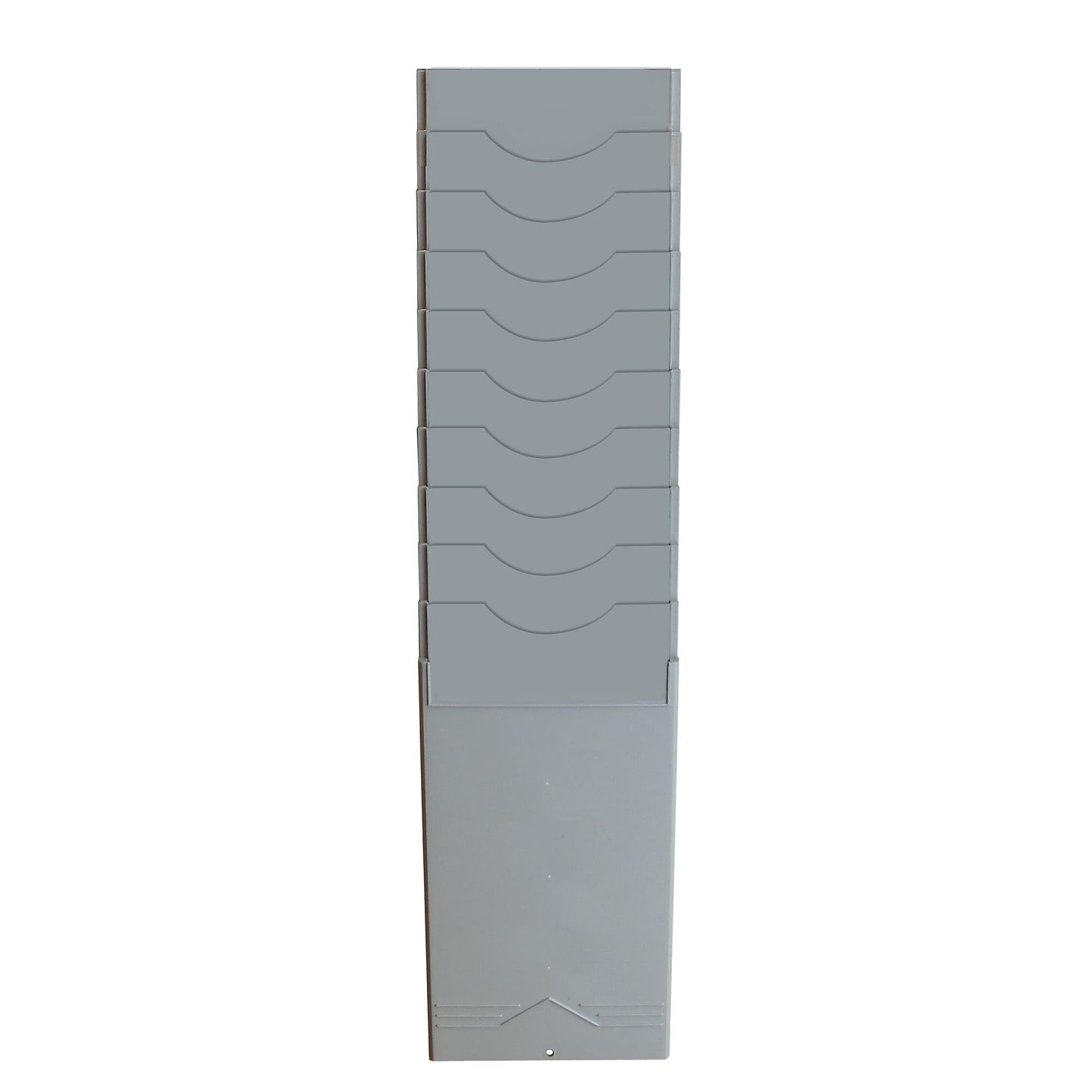 Pyramid Time Systems - Pyramid 400-10 Time Card Rack, Retractable Wall-Mounted Time Card Holder with 10 Pockets, Plastic Employee Punch Card Organizer for Office, Light Gray, Single Badge Rack