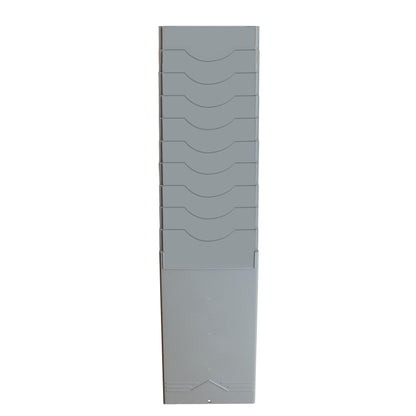 Pyramid Time Systems - Pyramid 400-10 Time Card Rack, Retractable Wall-Mounted Time Card Holder with 10 Pockets, Plastic Employee Punch Card Organizer for Office, Light Gray, Single Badge Rack